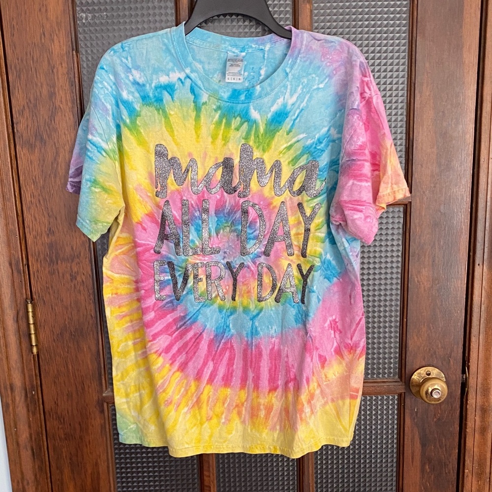 "Mama All Day Every Day" tie-dye tee